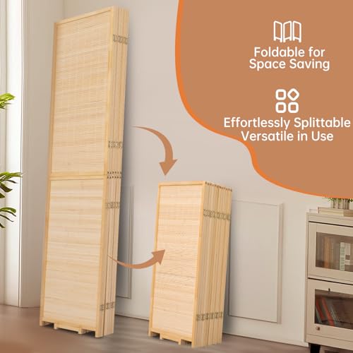 Bamboo Room Divider Folding Privacy Screen 4 Panel Freestanding F401
