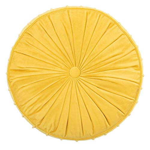 Mustard Yellow Velvet Round Floor Pillow O967800