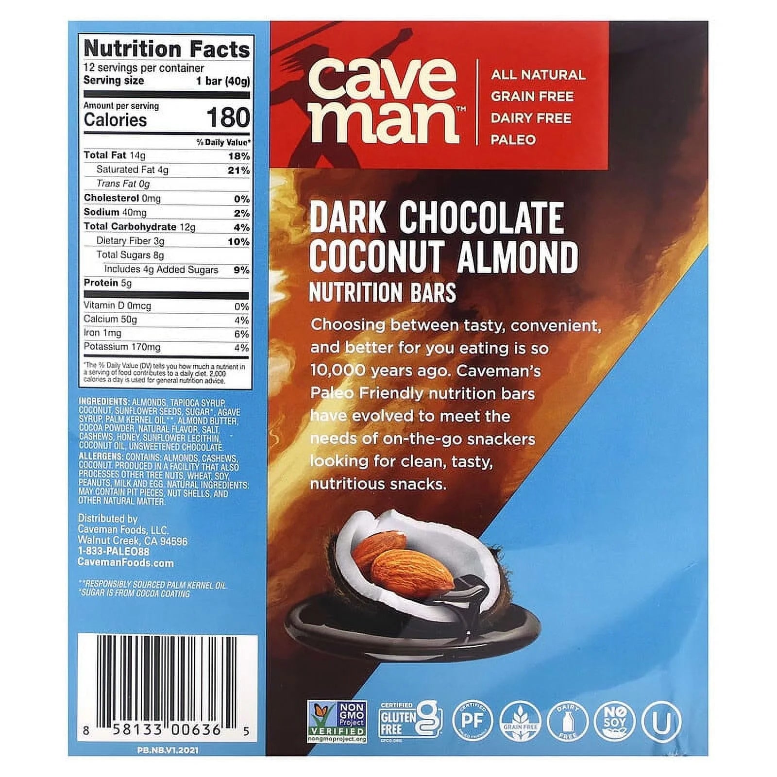 Dark Chocolate Almond Coconut Nutrition Bars X908347