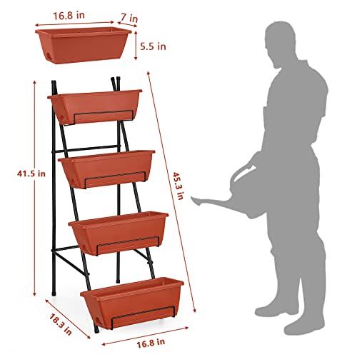 Raised Garden Bed 4 Tier Vertical Planter with Legs for Indoor Outdoor Use V653