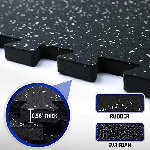 24 Pcs Interlocking EVA Foam Gym Mats with Rubber Top, Black A6287