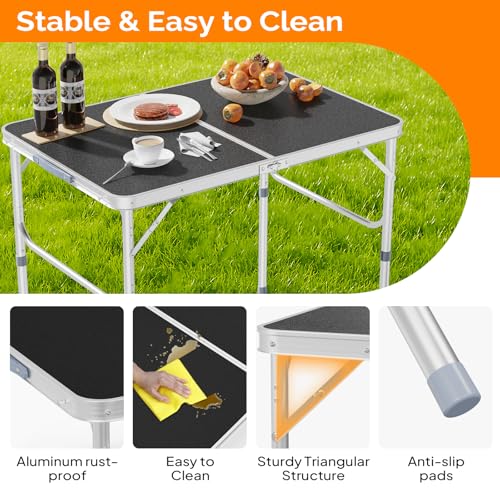 3ft Aluminum Folding Camping Table with Carrying Handle L179408