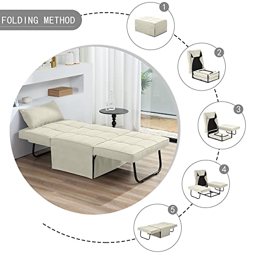 Sofa Bed Folding Ottoman Couch with Adjustable Backrest, Dark Grey C9023
