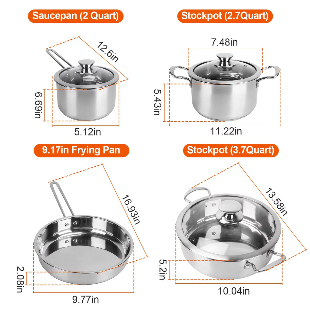 Stainless Steel Cookware Set with Stockpot, Saucepan, and Frying Pan F282203