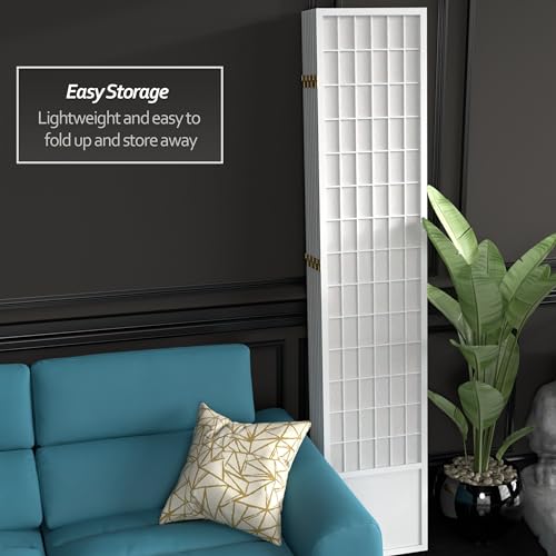 7 ft. Tall Window Pane Shoji Screen Room Divider, 3 Panels T5246