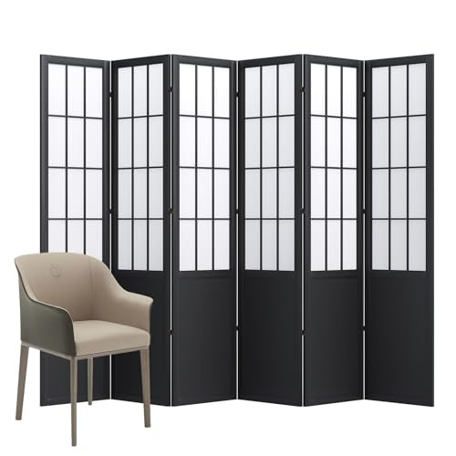 Japanese Shoji Folding Room Divider, 4 Panels, Black T762554