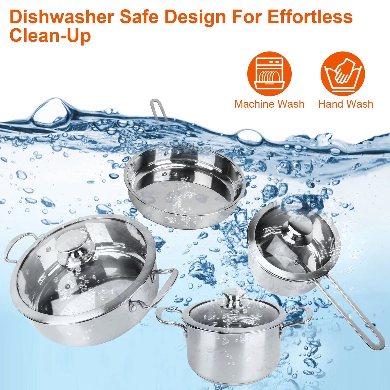 Stainless Steel Cookware Set with Stockpot, Saucepan, and Frying Pan F282203