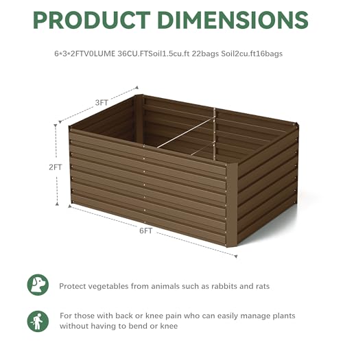Galvanized Raised Garden Bed 8x4x2ft, Large Metal Planter Box for Vegetables, Flowers, Herbs J9369