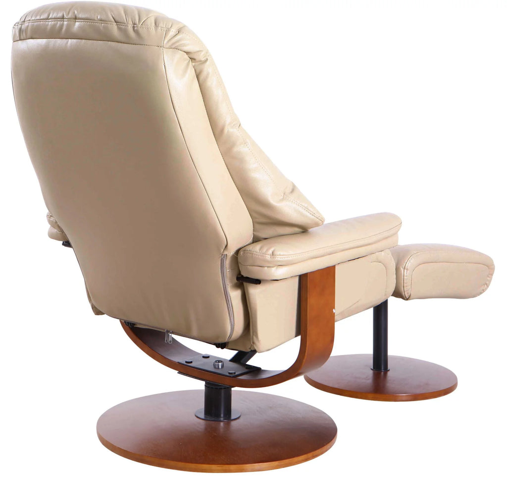 Beige and Brown Recliner Chair with Ottoman L2311