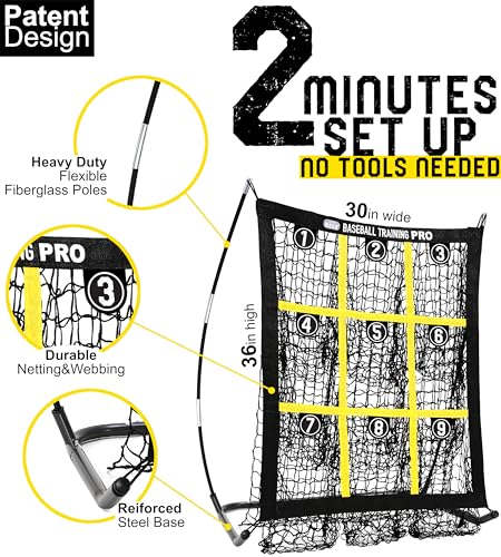 Baseball Softball Pitching Target Net with Strike Zone, Portable with Carry Bag V96125