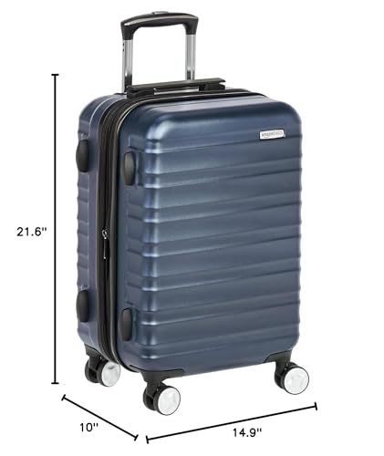 Carry-On Luggage with 8 Spinner Wheels, TSA Lock, Expandable, Navy Blue V3907