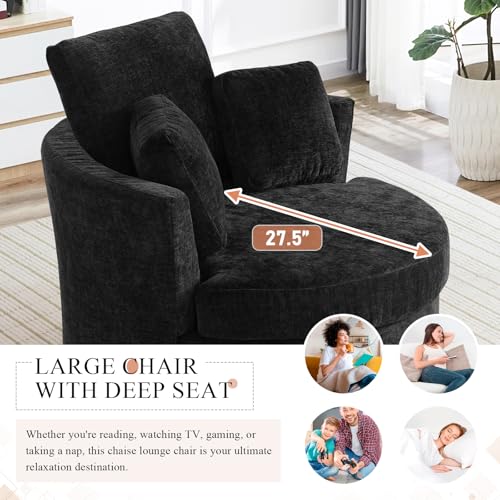 Swivel Barrel Chair with Ottoman for Living Room Bedroom, White W553228