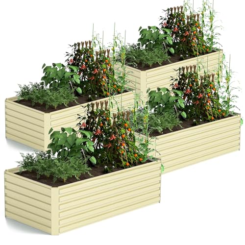 Galvanized Raised Garden Bed 8x4x2ft, Large Metal Planter Box for Vegetables, Flowers, Herbs J9369
