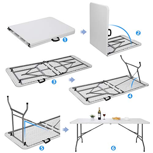 Portable 4 Foot Plastic Folding Table, Indoor Outdoor Heavy Duty, White R80992
