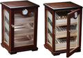 Prestige Import Group Milano Countertop Display Cigar Humidor with 4 Glass Sides & Angled Trays - Up to 125 Cigar Capacity - Finish: Dark Mahogony
