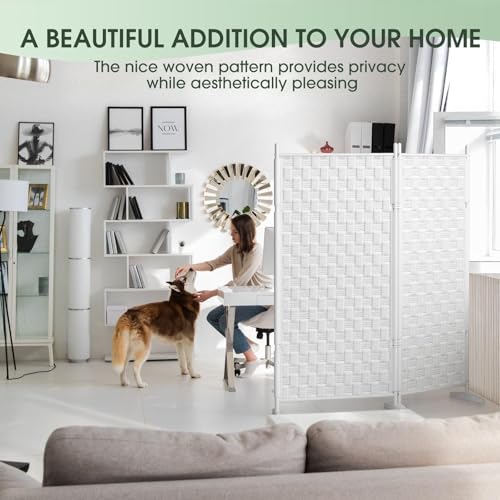 2 Panel Room Divider - White Folding Privacy Screen for Indoor Separation J851679