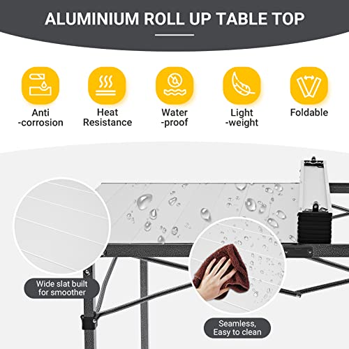 Folding Camping Table Portable Aluminum Roll Up Lightweight for Outdoor Picnic F98743