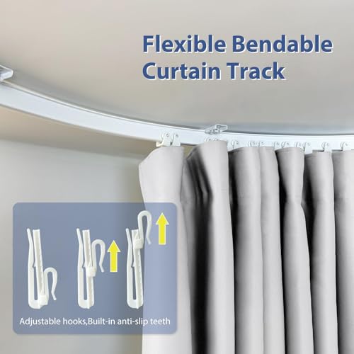 Ceiling Mounted Room Divider Curtain Track Set, Blackout Panel, White Rail, 8.3 x 7 ft K66131