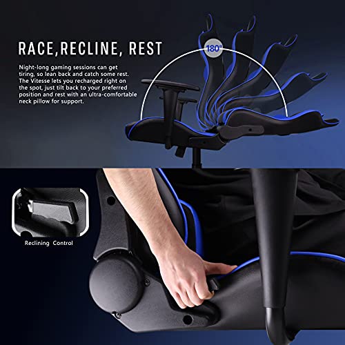 Gaming Chair High Back Ergonomic Racing Desk with Lumbar Support and Headrest, Purple Y569