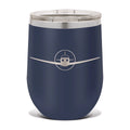 F33A Wine Tumbler 12 oz - Laser Engraved - Polar Camel - Stainess Steel - Vacuum Insulated - Double Walled - Wine Glass - Stemless - Drinkware Clear Lid - aircraft - Navy