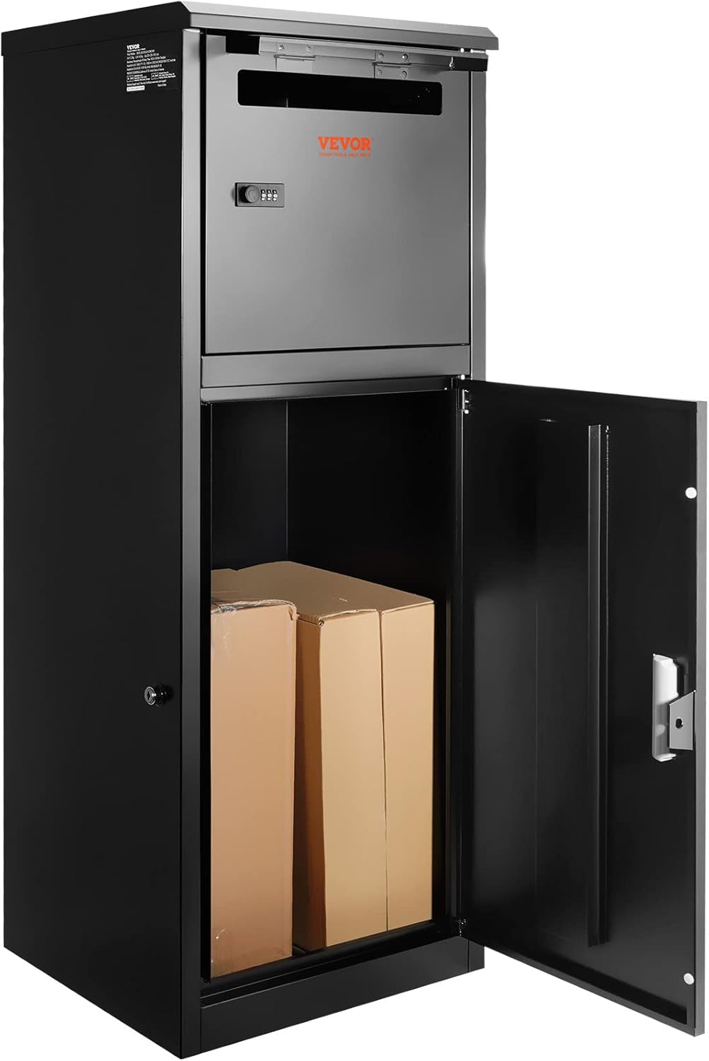 VEVOR Package Delivery Boxes for Outside 16.2"x15.8"x44", Galvanized Steel Package Delivery Box with Coded Lock, Removable Anti-theft Baffle, IPX3 Waterproof Parcel Drop Box for Outside, Porch