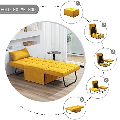Sofa Bed Folding Ottoman Couch with Adjustable Backrest, Dark Grey C9023