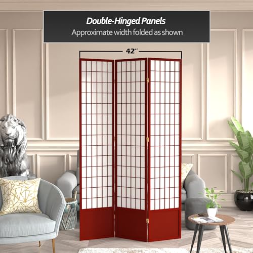 7 ft. Tall Window Pane Shoji Screen Room Divider, 3 Panels T5246