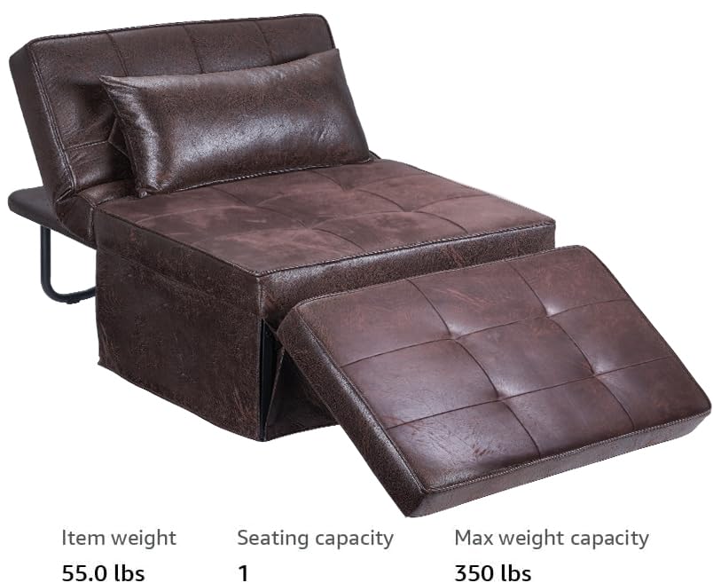 Sofa Bed Folding Ottoman Couch with Adjustable Backrest, Dark Grey C9023