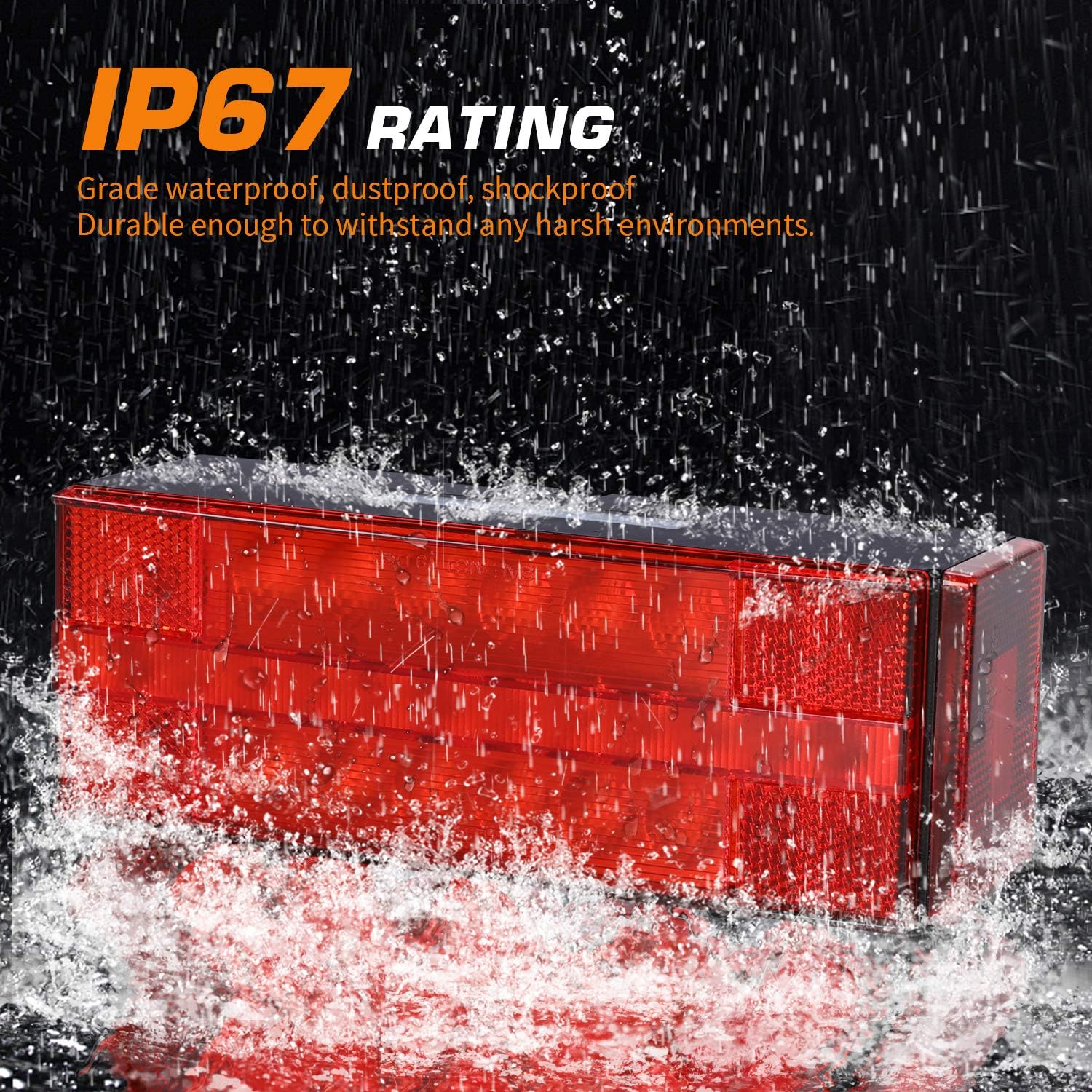 Submersible LED Trailer Light Kit, Waterproof Tail Lights with Turn and License Lights P543829