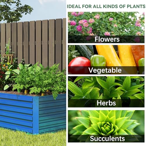 Galvanized Raised Garden Bed 8x4x2ft, Large Metal Planter Box for Vegetables, Flowers, Herbs J9369