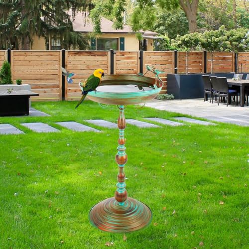 Vintage Metal Bird Bath Bowl with Butterfly Pattern for Garden L44725