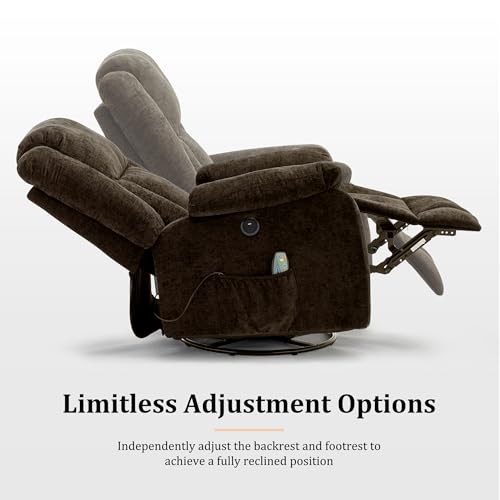 Swivel Glider Recliner Chair with Massage and Heating U85854