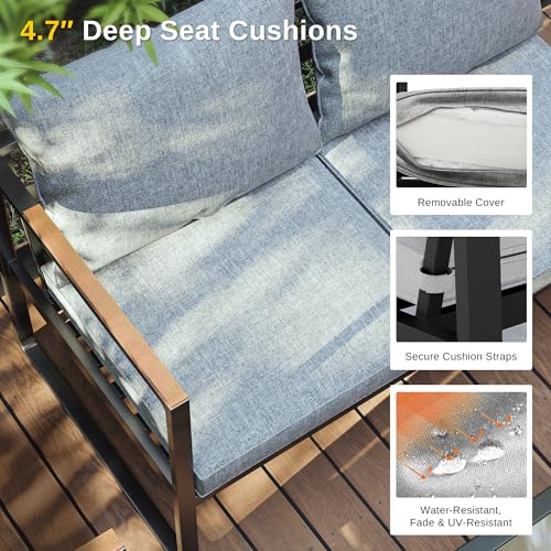 4-Piece Outdoor Patio Set with Sofa and Tempered Glass Table F97509