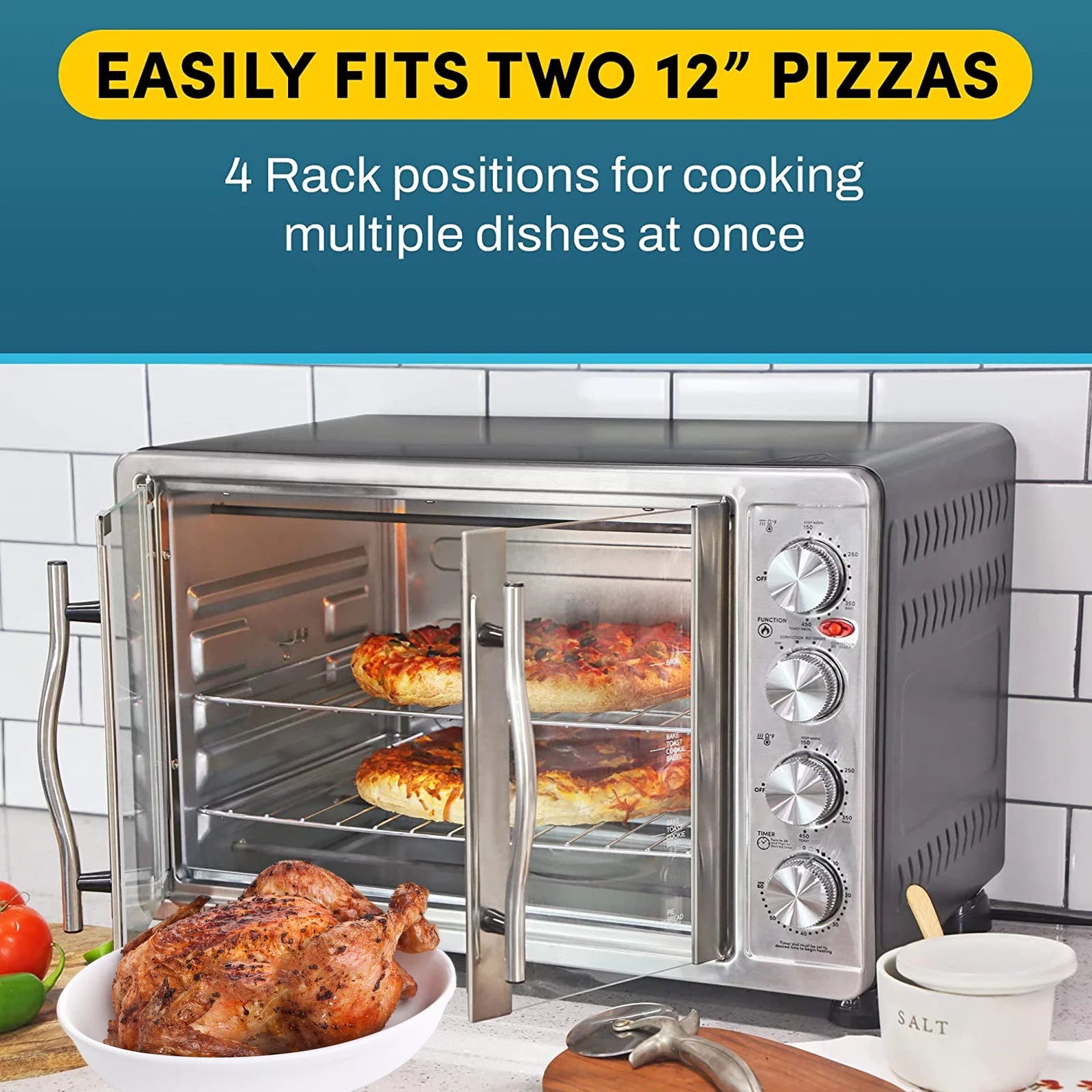 Countertop Convection Oven with 4 Control Knobs, Stainless Steel O572