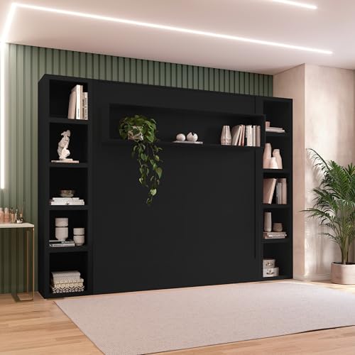 Queen Murphy Wall Bed with Two Bookshelves Y365306