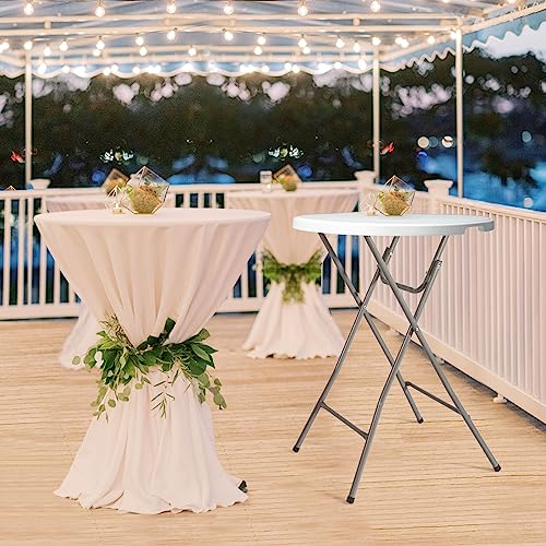 Folding Round Bar Table, HDPE Top with Gray Metal Finish, Black F15045