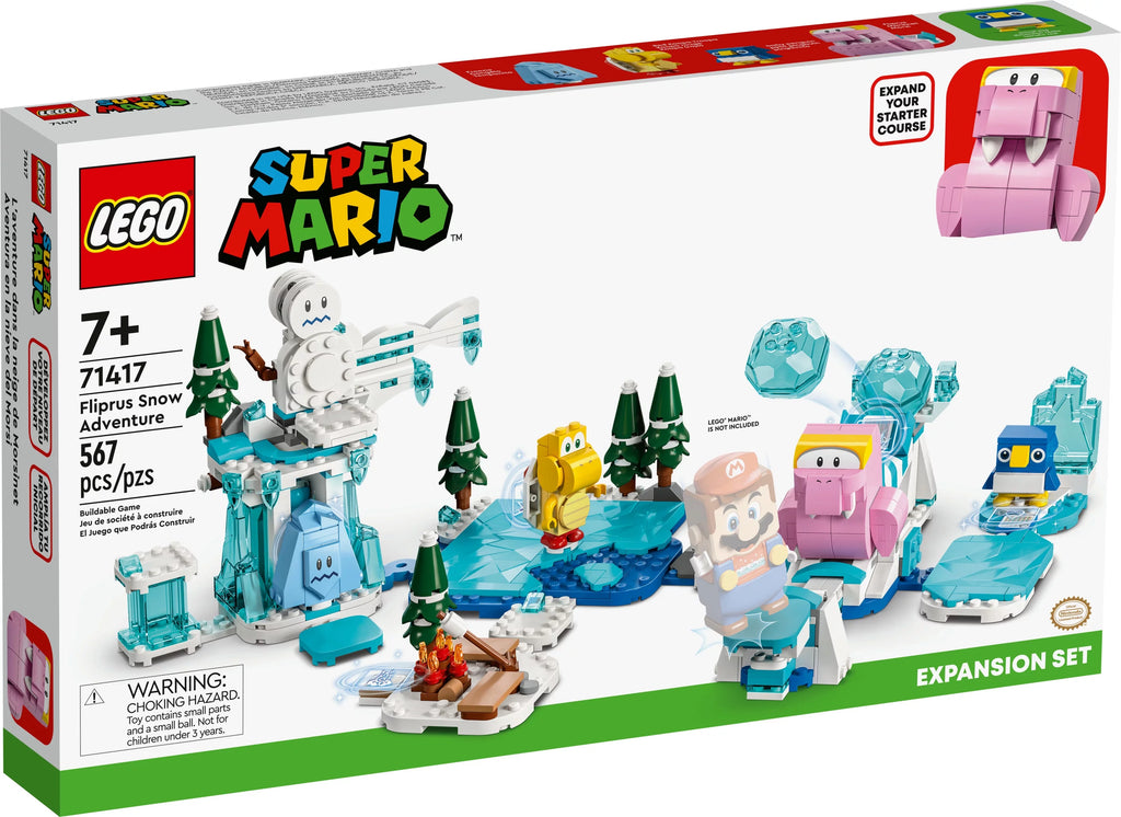Super Mario Fliprus Snow Adventure Expansion Set, Toy for Kids with Freezie and Baby Penguin Figures E3677