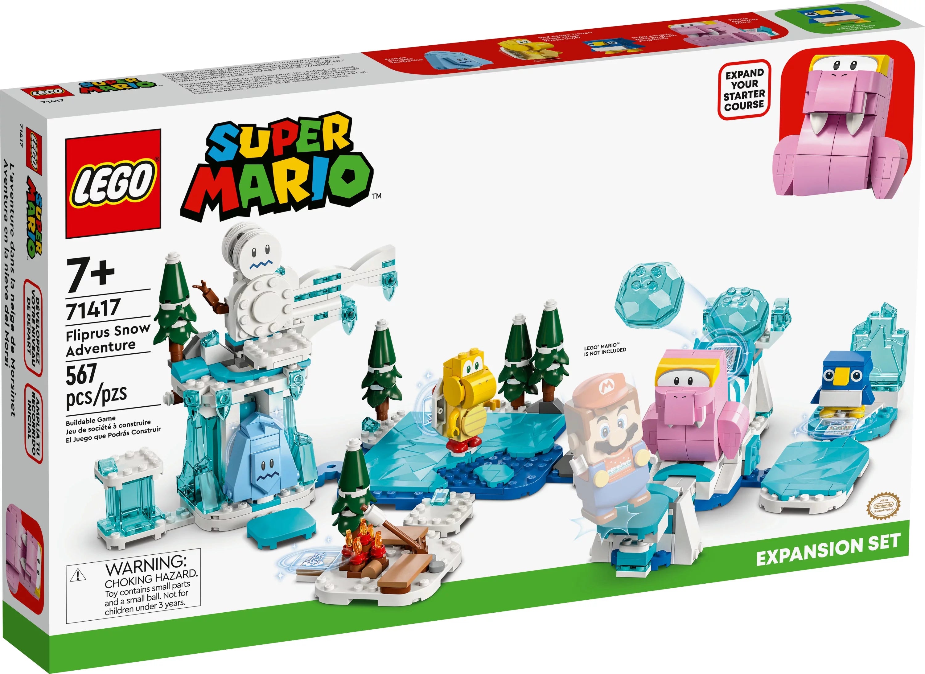 Super Mario Fliprus Snow Adventure Expansion Set, Toy for Kids with Freezie and Baby Penguin Figures E3677