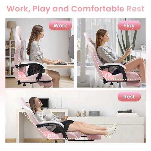 Gaming Chair with Footrest Lumbar Support High Back Recliner Ergonomic Leather Q8605