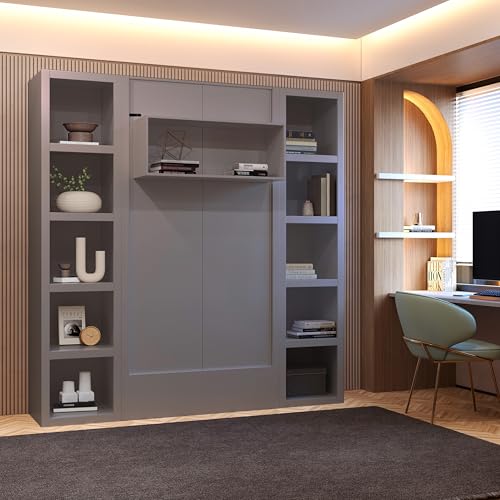 Queen Murphy Wall Bed with Two Bookshelves Y365306