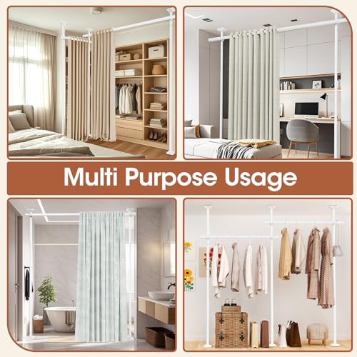 Room Divider Curtain Rod, No Drilling, Adjustable 4-10ft Height, Black W79312