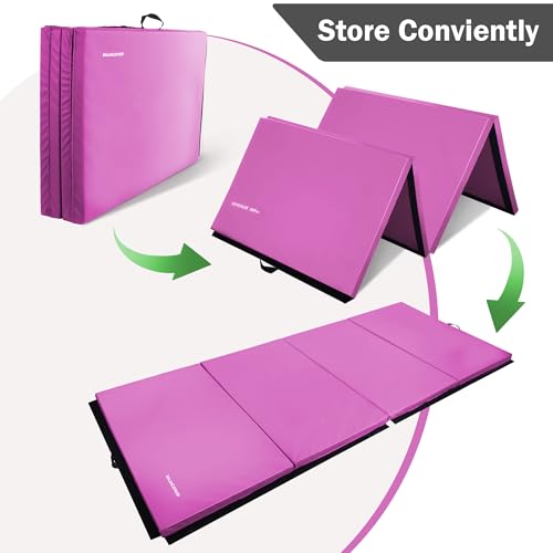 Folding Exercise Gymnastics Mat, 4x8x2 Inch, High-Density Anti-Tear, Portable with Carrying Handles J951