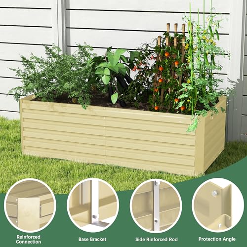 Galvanized Raised Garden Bed 8x4x2ft, Large Metal Planter Box for Vegetables, Flowers, Herbs J9369