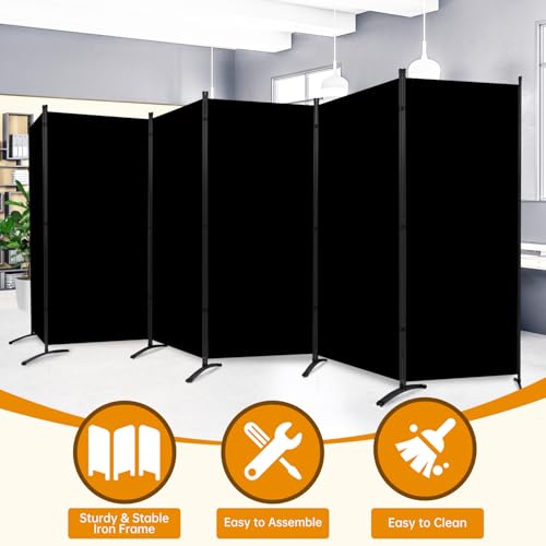 Room Divider Screen 3 Panel Folding Partition with Metal Frame, Grey M4968