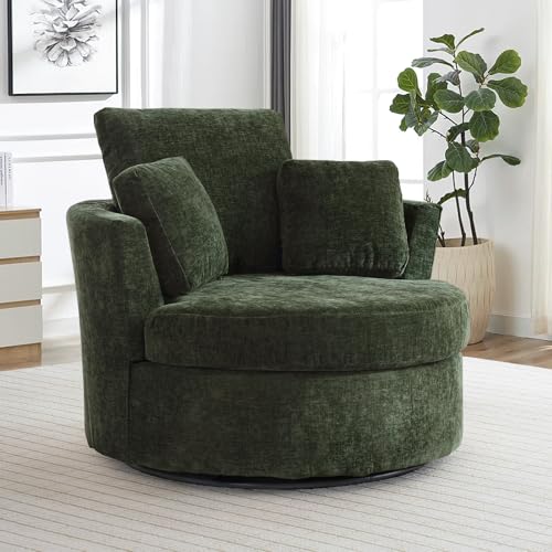 Swivel Barrel Chair with Ottoman for Living Room Bedroom, White W553228