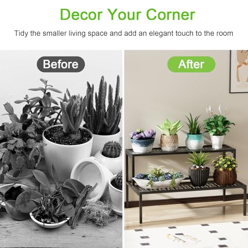 Semi-Circular 3 Tier Plant Stand for Indoor Outdoor Corner Display Z17057
