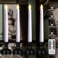 6PCS Flameless Flickering Taper Candles with Remote and Timer, 8 Inch 3D Wick Floating Flickering Flame, Drip Wax Look Battery Operated LED Window Candle Lights, Christmas Home Decor (Ivory)