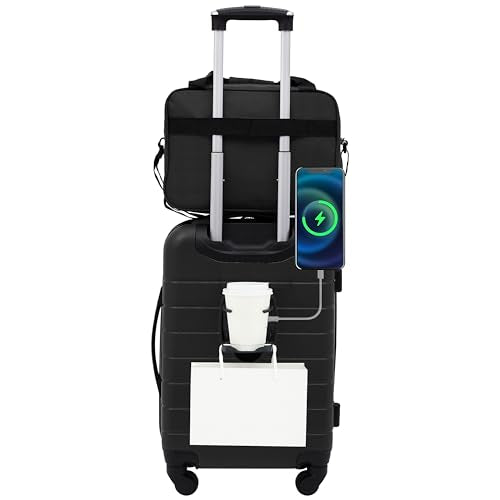 Smart Luggage Set with Cup Holder and USB Port, 20-Inch Carry-On K967