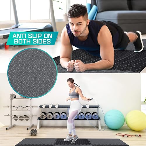 Puzzle Exercise Mat for Home Gym, EVA Interlocking Foam Floor Tiles with Border I79139