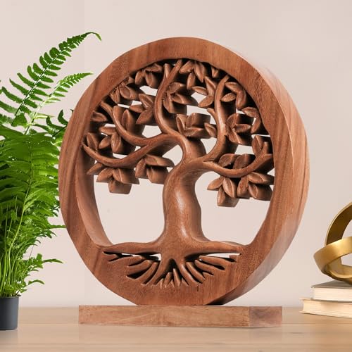 Handcrafted Solid Wood Tree of Life Sculpture for Home Decor J691686